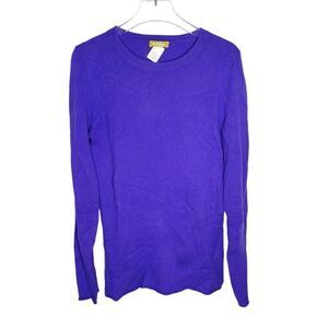 J‎ Crew 100% Cashmere Buonissima Crewneck Sweater Purple Royal S Small